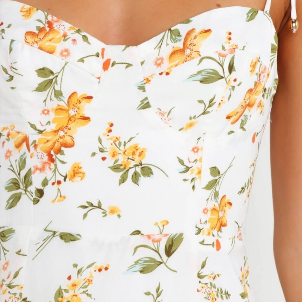 Petal & Pup White Floral Midi Dress with Yellow Blooms - Picture 3 of 7
